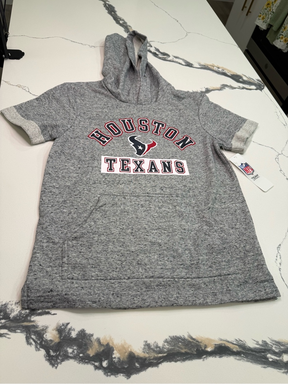 NFL Team Apparel Houston Texans NFL Youth 10/12 Gray Short Sleeve Hoodie